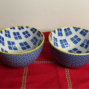 Blue and Yellow Patterned Bowls